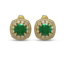 12.49 ctw Certified Emerald & Diamond Victorian Earrings 14K Yellow Gold
