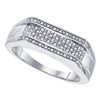 Image 1 : Sterling Silver Mens Round Diamond Flat Band Ring 1/6 Cttw
