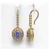 Image 2 : 9.47 ctw Tanzanite & Diamond Victorian Earrings 14K Yellow Gold
