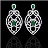 Image 1 : 7 ctw Emerald & Micro VS/SI Diamond Heart Earrings 14k White Gold