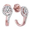 Image 1 : 10kt Rose Gold Round Diamond J Hoop Earrings 1/3 Cttw