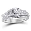 10kt White Gold Princess Diamond Bridal Wedding Engagement Ring Band Set 3/8 Cttw
