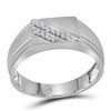Image 1 : 10kt White Gold Mens Round Diamond Diagonal Row Flat Top Fashion Ring 1/12 Cttw
