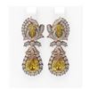 Image 1 : 12.25 ctw Canary Citrine & Diamond Earrings 18K Rose Gold