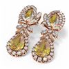 Image 3 : 12.25 ctw Canary Citrine & Diamond Earrings 18K Rose Gold