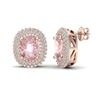 Image 2 : 5.50 ctw Morganite & Micro Pave VS/SI Diamond Earrings 14k Rose Gold