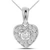 Image 1 : 14kt White Gold Round Diamond Solitaire Heart Pendant 1/4 Cttw