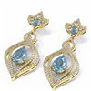 Image 3 : 6.73 ctw Blue Topaz & Diamond Earrings 18K Yellow Gold