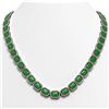 56.69 ctw Jade & Diamond Micro Pave Halo Necklace 10k White Gold