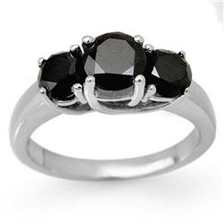 2.50 ctw VS Certified Black & White Diamond 3 Stone Ring 18k White Gold