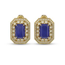 13.75 ctw Sapphire & Diamond Victorian Earrings 14K Yellow Gold