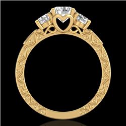 1.41 ctw VS/SI Diamond Solitaire Art Deco 3 Stone Ring 18k Yellow Gold