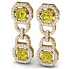 Image 2 : 4 ctw SI/I Fancy Yellow Diamond Earrings 18K Yellow Gold