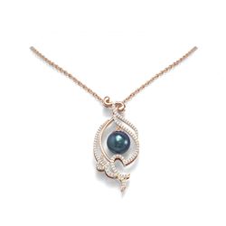 0.83 ctw Diamond & Pearl Necklace 18K Rose Gold