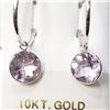 Image 1 : Ladies Natural cut Amethyst Rose De France Round cut 6.8ct stones, 10Kt gold earring set with apprai