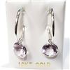 Image 2 : Ladies Natural cut Amethyst Rose De France Round cut 6.8ct stones, 10Kt gold earring set with apprai