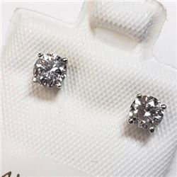 NEW Set of .48 carat diamond solitaire earrings set in 14KT white gold with appraisal document $2125