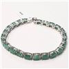 Image 1 : Ladies .925 Silver bracelet set with 14.2 carats of natural emerald gemstones includes appraisal doc