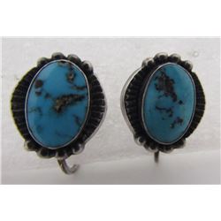 TURQUOISE EARRINGS STERLING SILVER SCREWBACK