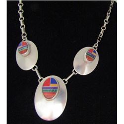 INLAY PENDANT NECKLACE STERLING SILVER