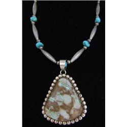SKEETS BOULDER TURQUOISE NECKLACE STERLING SILVER