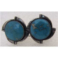 MAISELS TWIN TURQUOISE PIN STERLING SILVER BROOCH