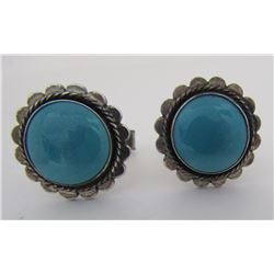 BELL TURQUOISE CUFFLINKS STERLING SILVER LINKS