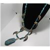 Image 2 : 8 BEAR CLAW TURQUOISE NECKLACE STERLING SILVER 35"