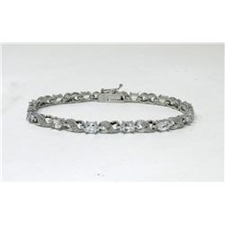 7.15 CTW Blue Topaz & Diamond Tennis Bracelet