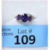 Image 2 : Amethyst & Diamond Sterling Silver Dinner Ring