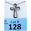 Image 1 : New Diamond Cross 2-Tone Pendant with Chain