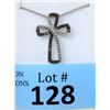 Image 1 : New Diamond Cross 2-Tone Pendant with Chain