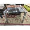 Image 1 : Metal End Table with Smoked Glass Top