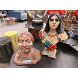 2 First Nations Ceramic Busts