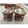 Image 1 : Pair of Glass Topped Wicker End Tables