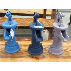 3 Decorative Painted Cast Metal  Pumps