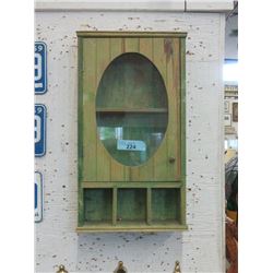 Slim Green Wall Hanging Curio Cabinet