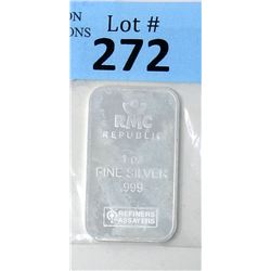 1 Oz Republic Metals Corp .999 Silver Bar