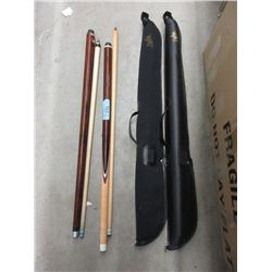 2 Pool Cues with Cases - One is 20 oz.