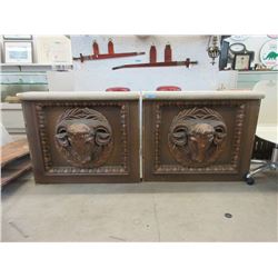 2 Large Rams Head Architectural Pieces