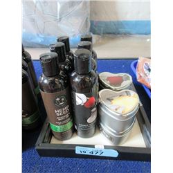 6 Bottles of Massage Oil & 4 Massage Candles