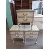 Image 1 : 3 Vintage 2 Drawer Night Stands with Glass Tops