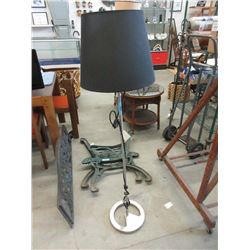 Silver Coloured Floor Lamp with Black Shade