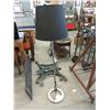 Image 1 : Silver Coloured Floor Lamp with Black Shade