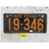 Image 1 : Rare USA 1929 Pennsylvania License Plate