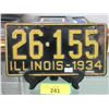 Image 1 : Rare USA 1934 Illinois License Plate
