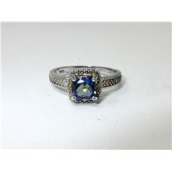 Ocean Blue Mystic Topaz & Diamond Cocktail Ring