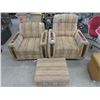 Image 1 : 2 Vintage Arm Chairs with Matching Ottoman
