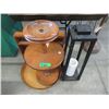 Image 1 : 2 Wood Trays, Ashtray Stand & Patio Light