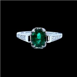 1.66CT NATURAL COLOMBIAN EMERALD 14K WHITE GOLD RING